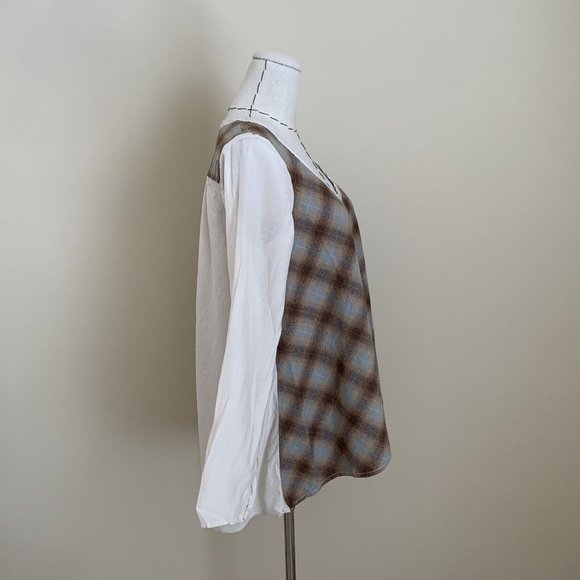 CP Shades Plaid M Cotton Silk Pullover Tunic Top Blouse Size XS Lagenlook Boho - Picture 7 of 10